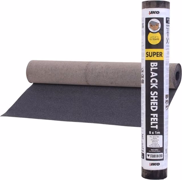 NOVECRAFTO Bitumen Mineral Shed Roofing Felt, Black, W: 1 m, L: 8 m
