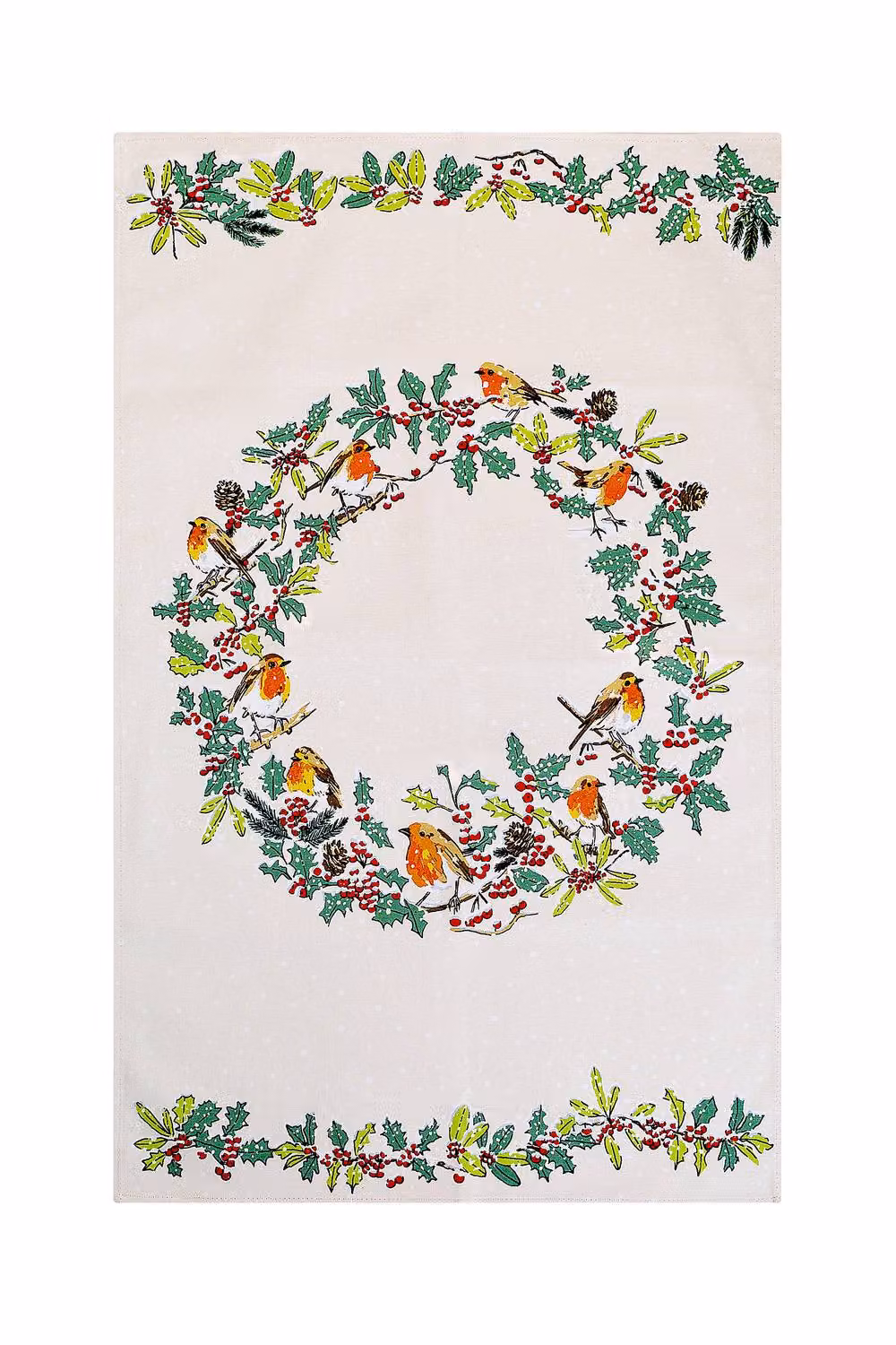 Ulster Weavers Christmas Robins Festive Print 100% Cotton Tea Towel in Beige and Multicolour – 2