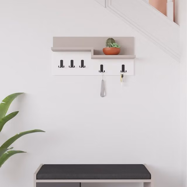 Decortie Harmon Modern Multipurpose Wall Hook in Grey and White