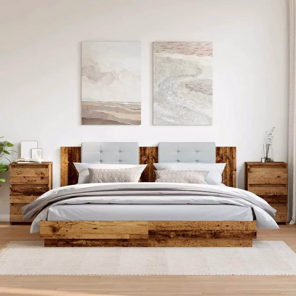 Berkfield Home Set of 2 Bedside Cabinets in Old Wood Brown, W: 40 cm, D: 35 cm, H: 62.5 cm – 3