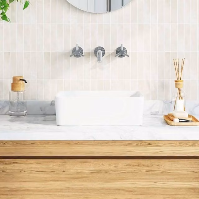 Berkfield Home Charming Rectangular Ceramic Wash Basin in White, W/D/H: 40 x 30 x 13 cm