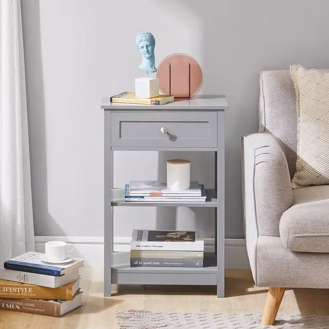 SoBuy Modern Lacquered Grey MDF Side Table