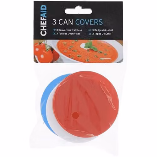 Chef Aid Red Plastic Tin Can Covers, Set of 3, BPA-Free and Dishwasher Safe – 1