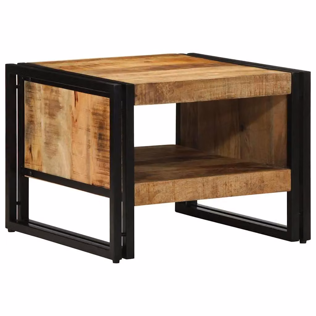 Berkfield Home Rustic Mango Wood Coffee Table in Brown, W/D/H: 50 x 50 x 38 cm – 2