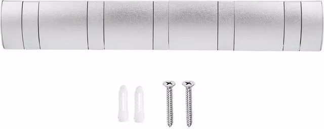 NESTLUNE Wall-Mounted Silver Aluminium Alloy Coat Rack Rail with 5 Retractable Hooks
