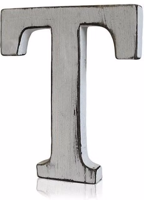 KDMK Handcrafted Shabby Chic Wooden Alphabet Letter T in White