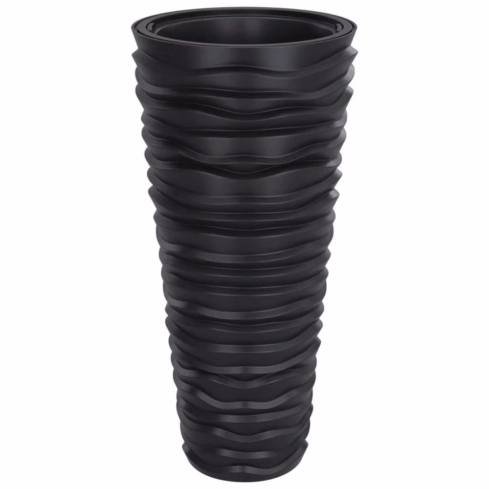 Berkfield Home Planter with Removable Inner Anthracite, Black Grooved Look Plastic Tub, 18/45 L – 3