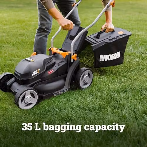 Worx Powershare Black Cordless Lawnmower with Rechargeable Battery and Collection Bag, 33 cm – 3