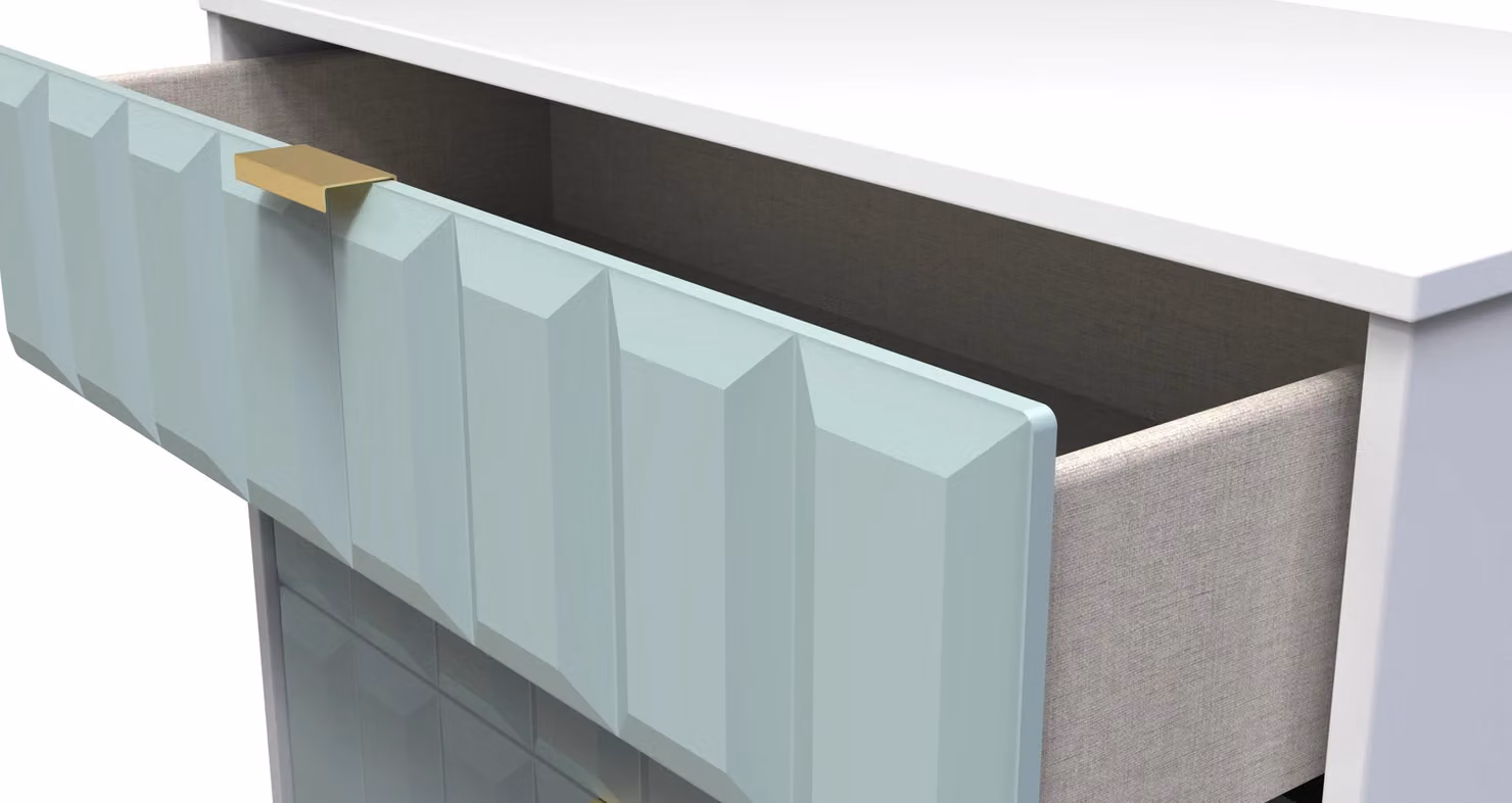 Ready Assembled 2 U Metro 5 Drawer Chest in Duck Egg Blue and Gold – 3