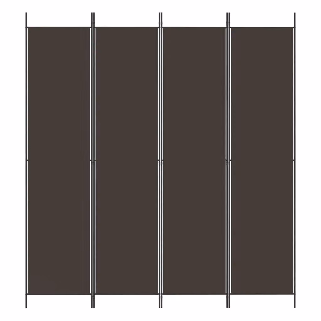 Berkfield Home 4-Panel Fabric Room Divider in Brown, W/H: 200 x 220 cm – 3