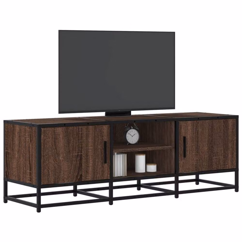 Berkfield Home Industrial TV Cabinet in Brown Oak, W/D/H: 120 x 35 x 41 cm – 2
