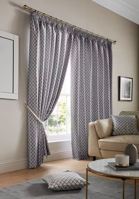 Terrys Cotswold Lined Ready Made Pencil Pleat Curtains in Beige and Grey