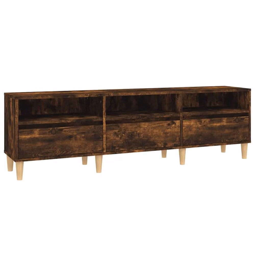 Berkfield Home Mid-Century TV Cabinet in Smoked Oak Brown, W/D/H: 150 x 30 x 44.5 cm – 2