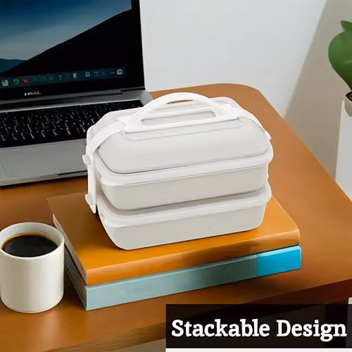 Premier Housewares Grey and White Plastic Lunch Box with Cutlery and Dividers, W: 26 cm, D: 19 cm, H: 16 cm – 4
