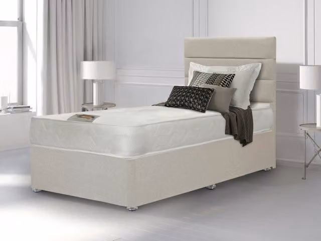 Deluxe Super Damask Orthopaedic Divan Bed, 3ft Single, Beige, W/D/H: 90 x 190 cm
