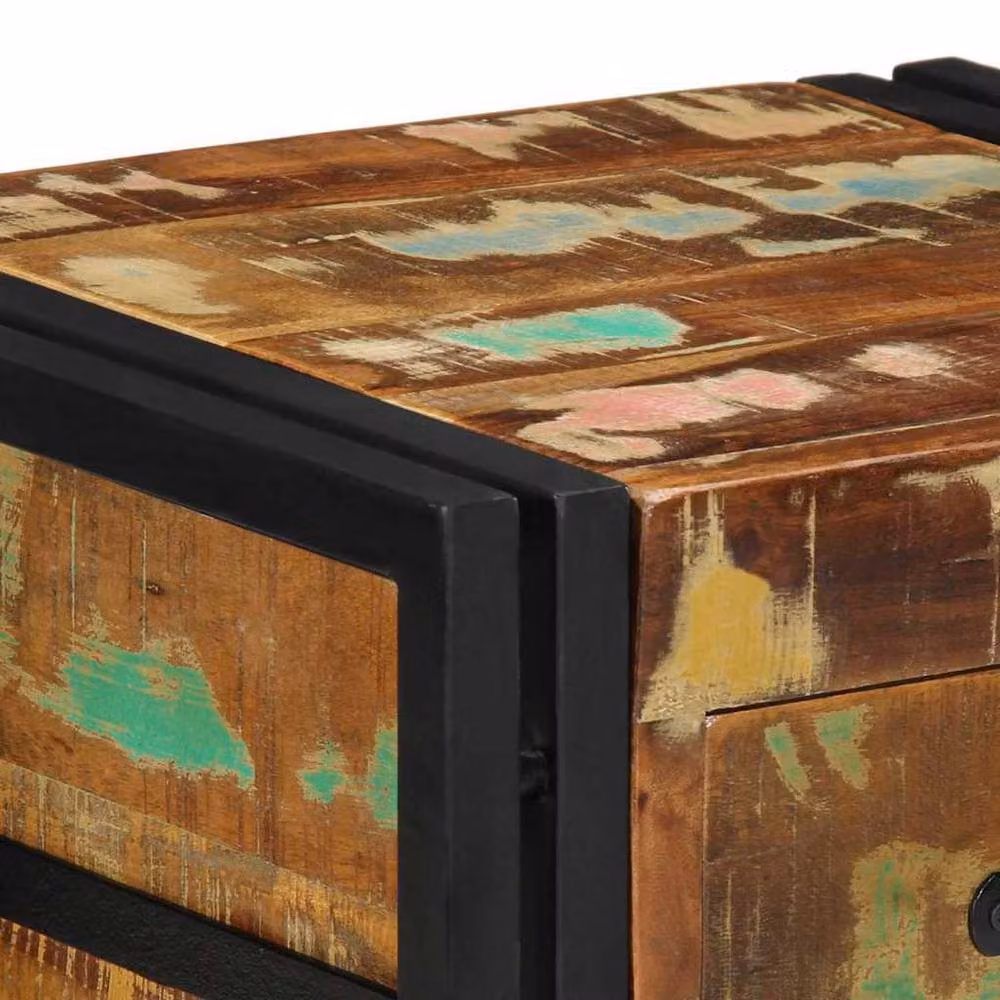 Berkfield Home Set of 2 Reclaimed Solid Wood Bedside Cabinets in Brown, W/D/H: 40 x 35 x 50 cm – 6