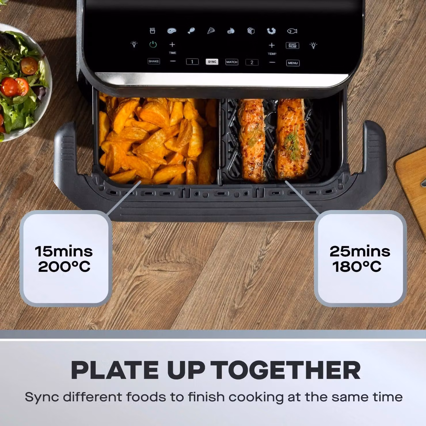 Daewoo 10L Megadrawer Dual Zone Air Fryer with Digital Display, Black – 4