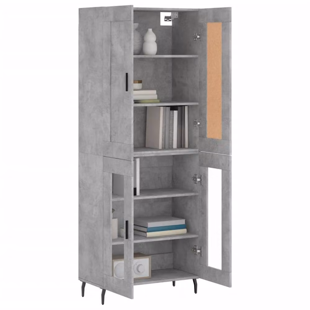 Berkfield Home Highboard in Concrete Grey, W: 69.5 cm, D: 34 cm, H: 180 cm – 2