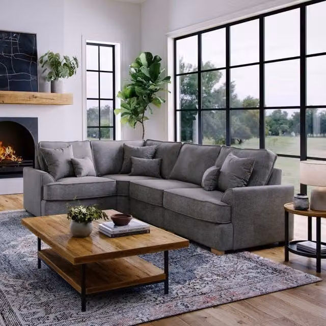 The Great Sofa Company Ophelia Left Hand Facing Chenille Corner Sofa in Grey