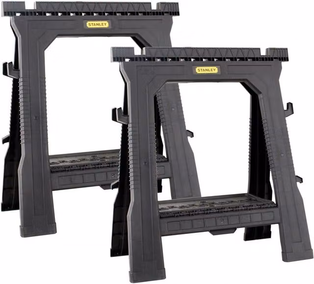 Stanley Folding Sawhorses Twin Pack in Black and Multicolour