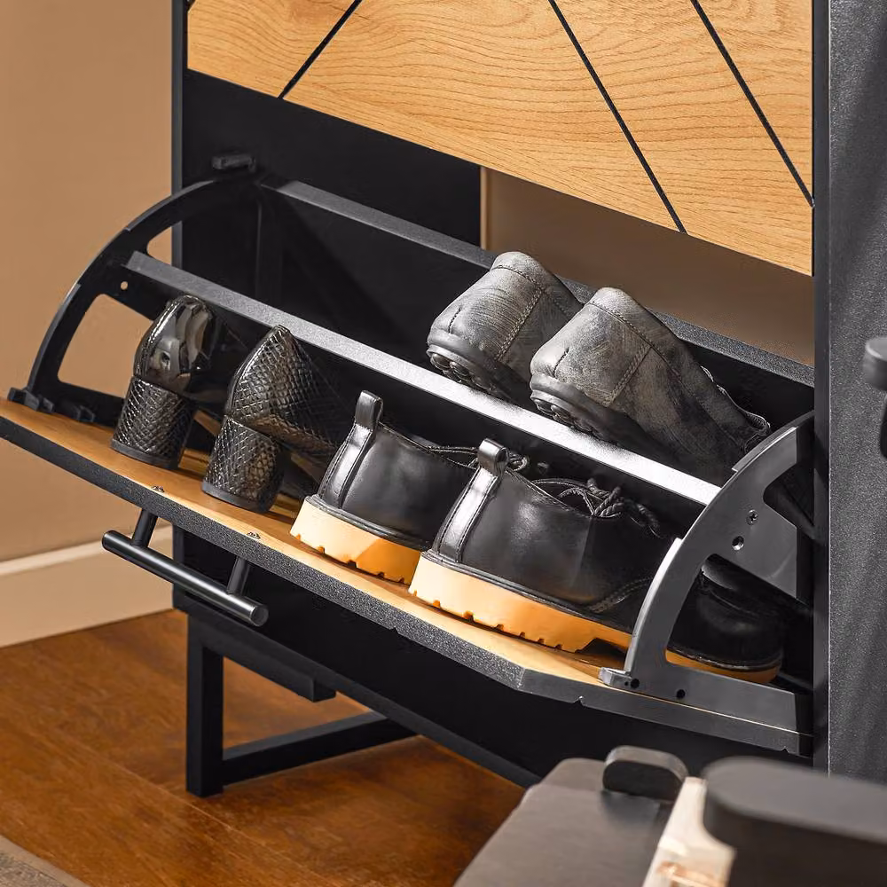 SoBuy Modern 6-Tier Shoe Cabinet with Tilting Compartments in Black or Brown – 3