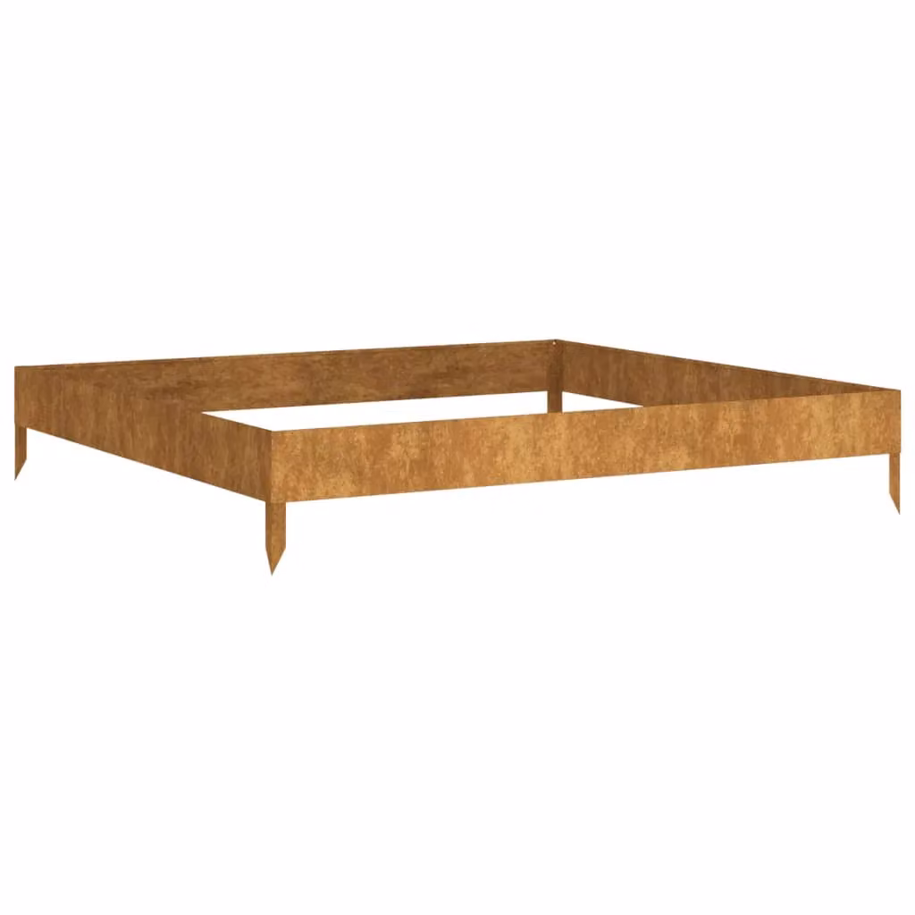 Berkfield Home Garden Square Corten Steel Raised Bed in Brown, W/D/H: 100 x 100 x 18.5 cm – 2