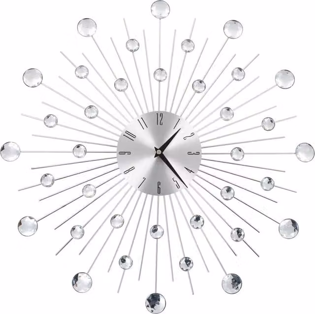 Berkfield Home Modern Round Analog Wall Clock with Quartz Movement in Silver, Diameter: 50 cm
