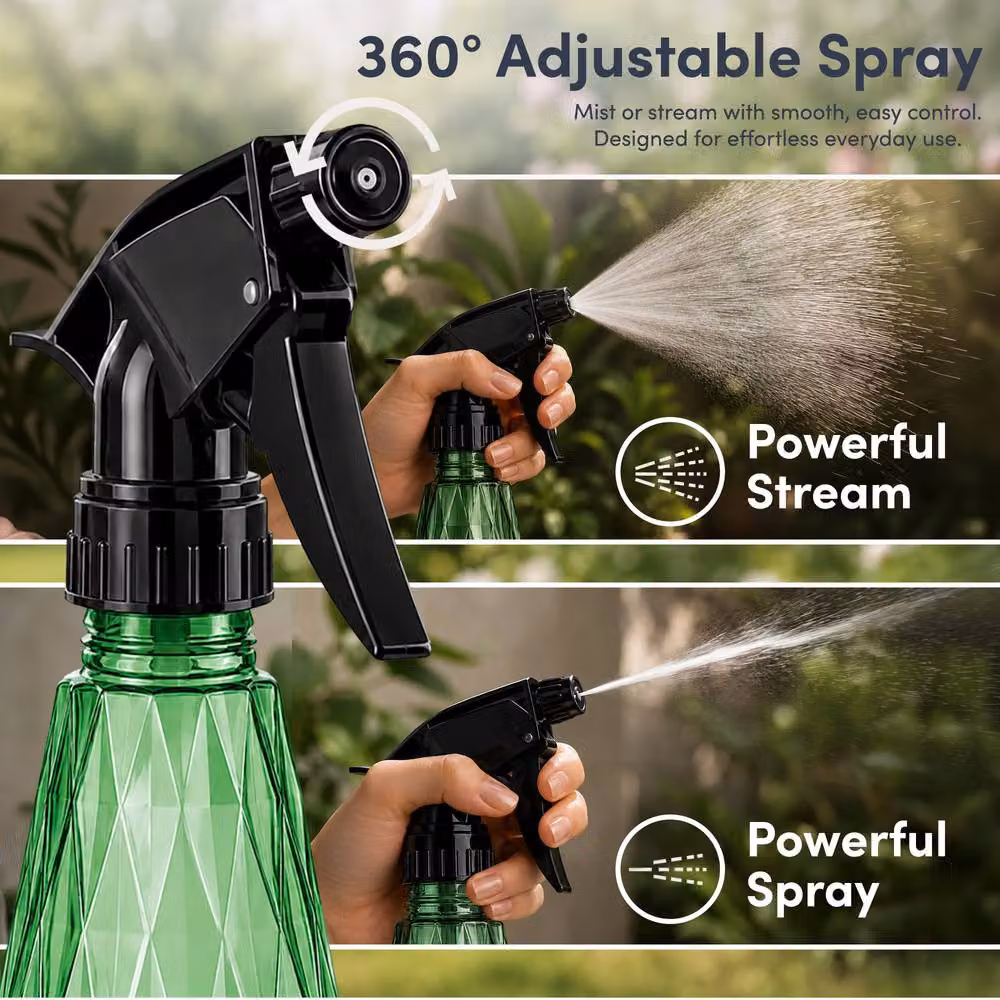 Keplin Manual Water Spray Bottles with Adjustable Nozzle, 2 Pack, 600ml, Grey and Green – 6