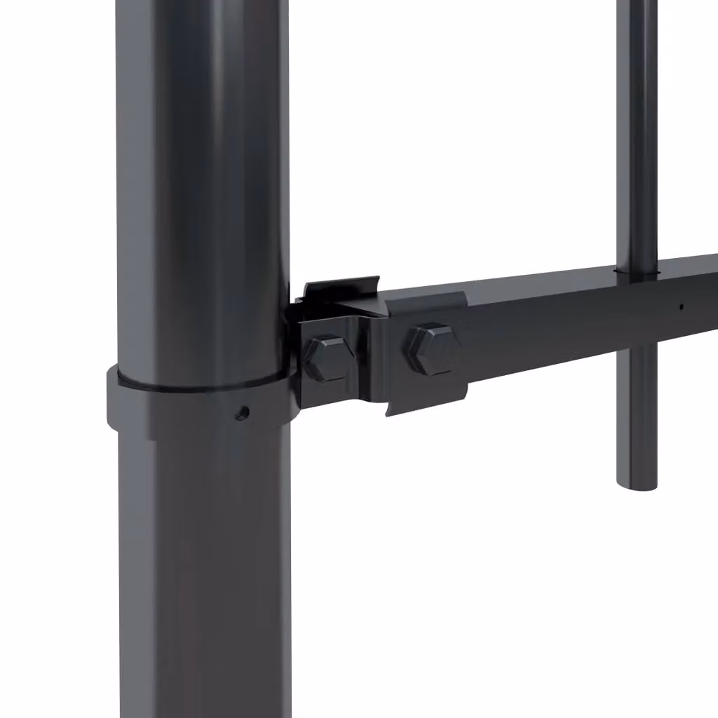Berkfield Black Powder-Coated Steel Garden Fence with Spear Top, W: 8.5 m, H: 1.5 m – 2