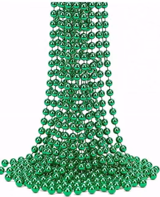 Neel Blue 9m Metallic Christmas Bead Chain with 7.5mm Shiny Pearl Round Garland in Blue and Green – 1