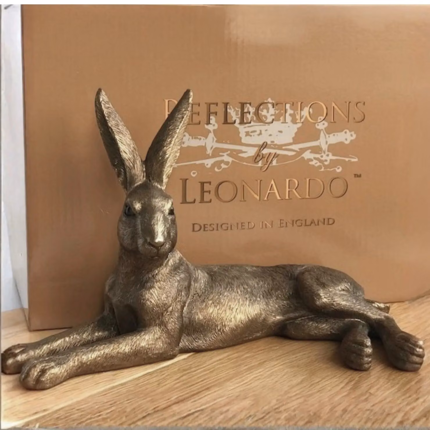 Animal Crackers Leonardo Reflections Large Bronze Effect Laying Hare Figurine, Bronze – 2