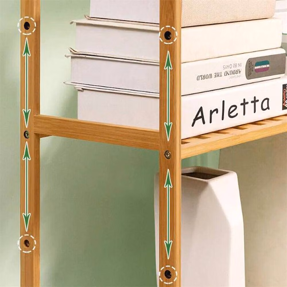 Kelvenix Bamboo Standing Shelf Unit Rack in Brown with Adjustable Shelves – 2