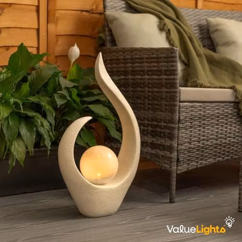 ValueLights Solar Powered Large Abstract Ornament Statue Light in White – 3