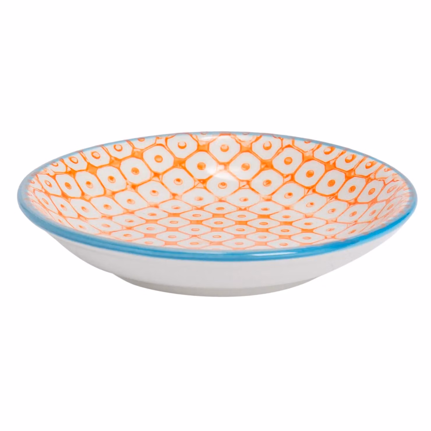 Nicola Spring Hand-Printed Sauce Dishes, Orange, Pack of 6, Diameter: 10 cm – 3