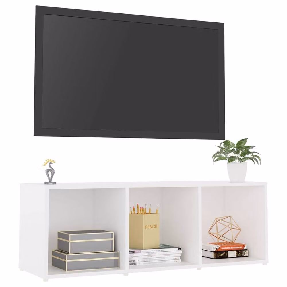 Berkfield Home White TV Cabinet in MDF, W/D/H: 107 x 35 x 37 cm – 3