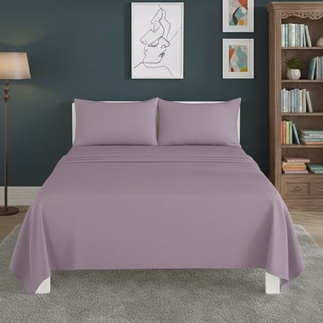 Snug City Easy Care Polycotton Flat Bed Sheet in Purple, Single, 90 x 190 cm