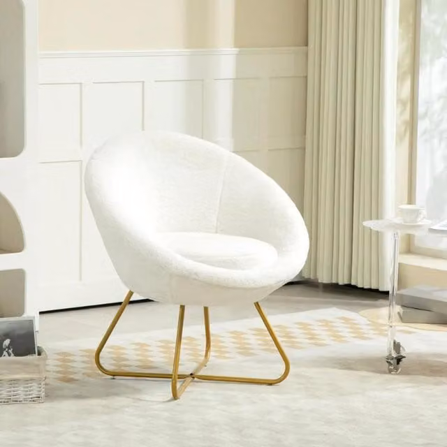 Chilli Seating Ivy White Bouclé Tub Accent Chair with Armrests