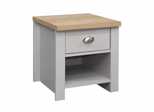 Birlea Highgate 1 Drawer Lamp Table in Grey and Oak