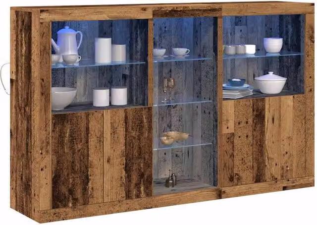 Berkfield Home Rustic Brown Sideboard with Integrated LED Lights, W/D/H: 162 x 37 x 100 cm