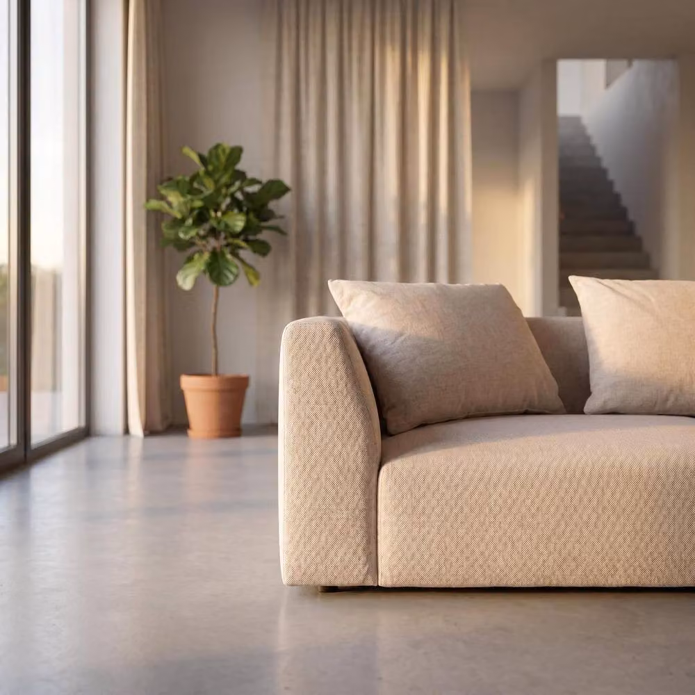 Abakus Direct Tokyo 5 Seater Sofa in Brushed Tweed Fabric with Deep Seats and Scatter Cushions in Cream – 3