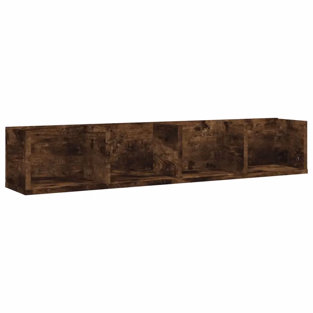 Berkfield Home Smoked Oak CD Wall Shelf, Brown, W: 100 cm, D: 18 cm, H: 18 cm – 2