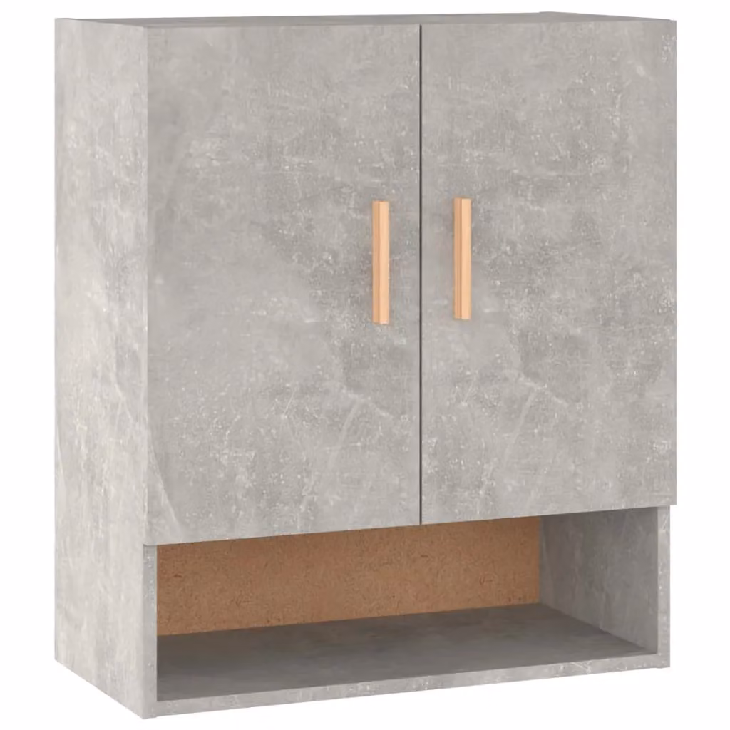 Berkfield Home Wall Mounted Scandinavian Cabinet in Grey with Doors and Open Shelf, W/D/H: 60 x 31 x 70 cm – 2