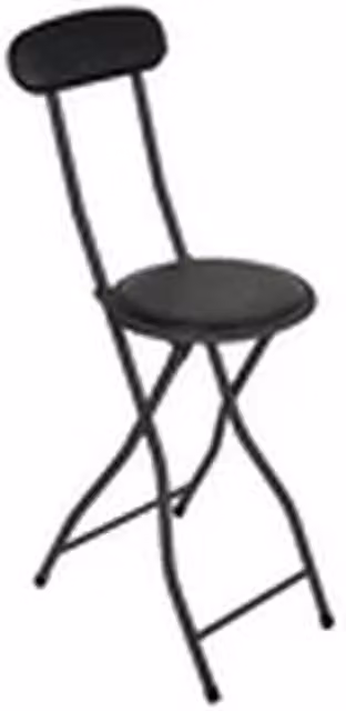 Havendro Black Padded High Back Folding Bar Stool with Synthetic Leather Seat