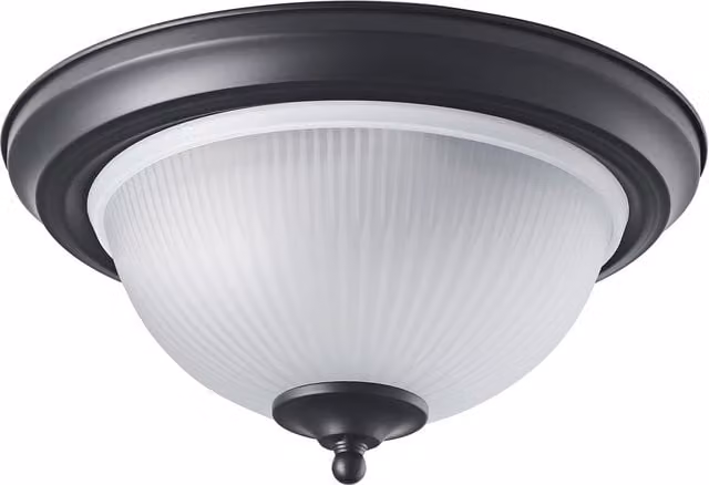 Happy Homewares Traditional IP44 Black Bathroom Ceiling Light with Transparent Glass Shade