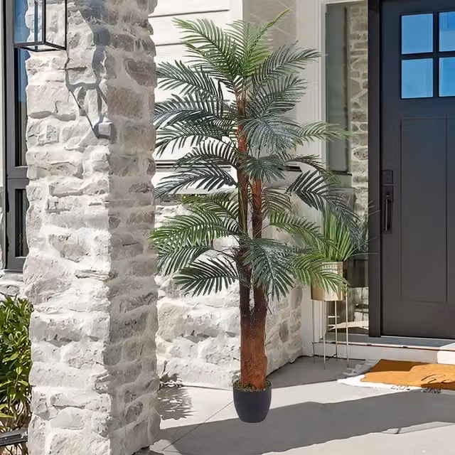 Breeins Artificial Cycas Palm Tree in Green, Brown and Black