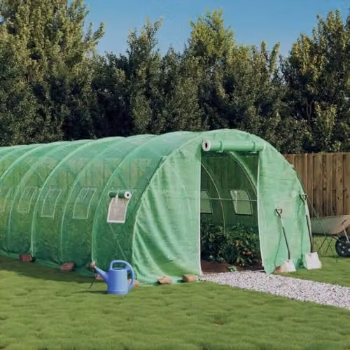 vidaXL Greenhouse with Steel Frame in Green, 30 m², W: 10 m, D: 3 m, H: 2 m – 2