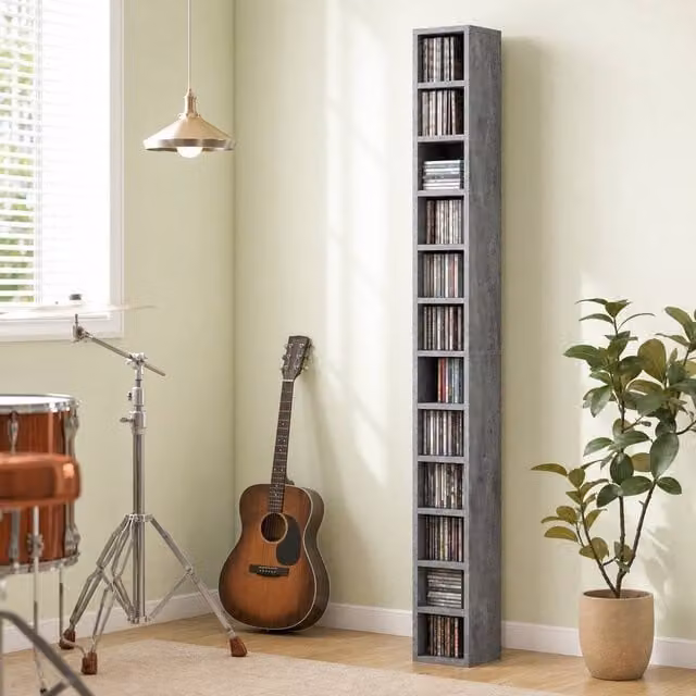 STILVORA 12 Cube CD Storage Tower in Grey – 1