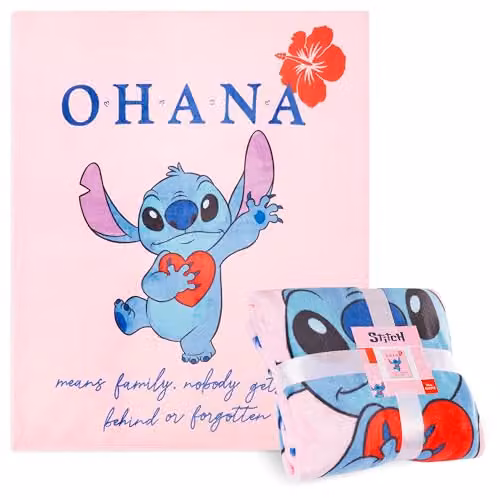Disney Stitch Pink Fleece Throw Blanket W/D: 150 x 130 cm
