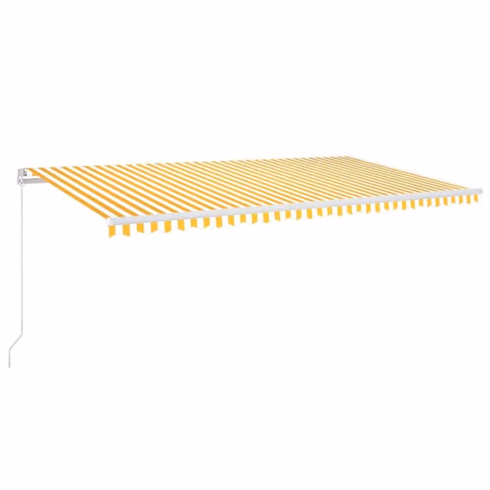 Berkfield Home Manual Retractable Awning with LED, Yellow and White Striped, W: 600 cm, D: 300 cm – 2