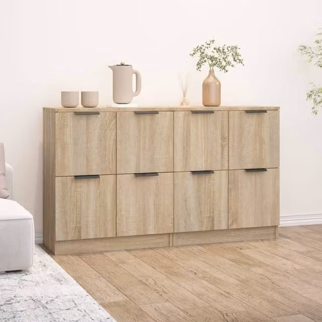 Berkfield Home Set of 2 Sonoma Oak Sideboards in Natural, W/D/H: 60 x 30 x 70 cm